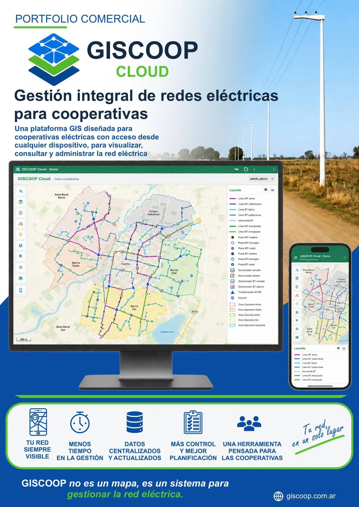 Portada del portfolio comercial de GISCOOP Cloud